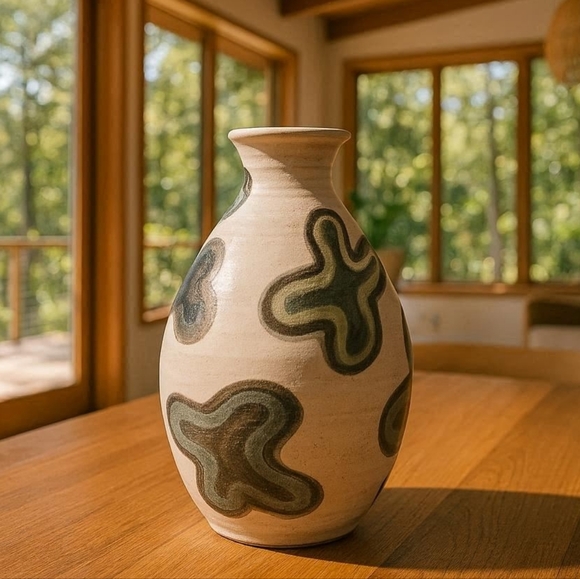 Handmade Other - Ceramic Vase with Abstract Patterns By R. Aicher